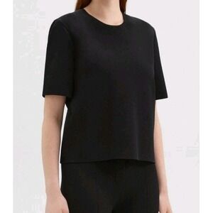 Theory Oversized Black Shortsleeve Sweater Tee Womens Size Med